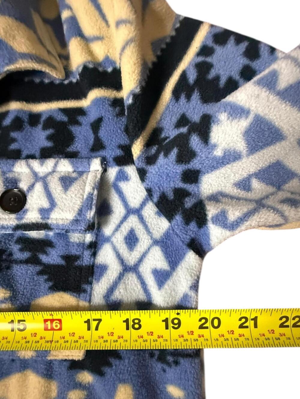 O’Neill Aztec Fleece Button-Up Shacket Blue Yellow Small - Picture 5 of 6